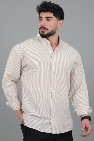 Stilkombin Thin Striped Oversize Summer Long Sleeve Shirt Mrs 218_40415