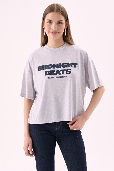 CrepTekstil Дамска тениска Crep с кръгло деколте, къс ръкав и принт  "Midnigh...