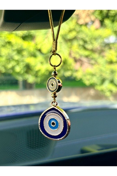 Azrua Επιχρυσωμένο Ναυτικό Μπλε Στρογγυλό Μεταλλικό Διακοσμητικό Καθρέφτη Αυτ...