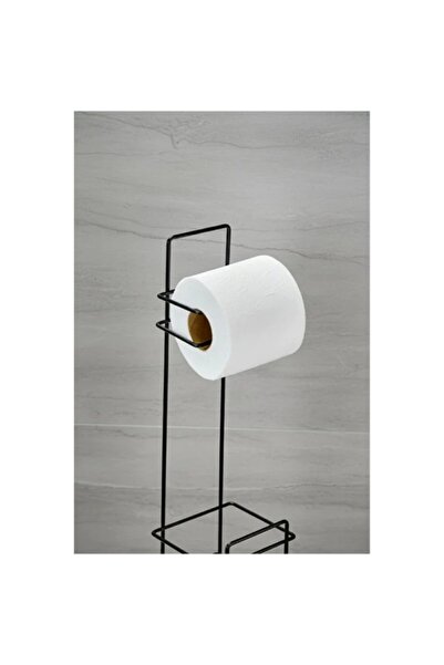 Generic Metal Toilet Paper Holder with Black Stand and Spare Container