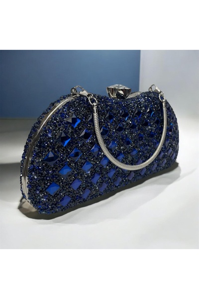Busrabags Navy Blue Stone Two-Way Evening Dress Bag
