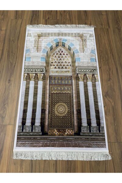 Neşem Halı Boutique KUMKAPI S156A KREM 150 TARAK İPEK SECCADE HALIMIZ İPEK SAÇAK