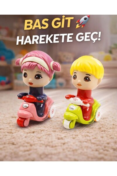 Luminoo Bas Git Scooter Oyuncak 🚲 Hareketli Sevimli Motorcu Bebek - Tekli