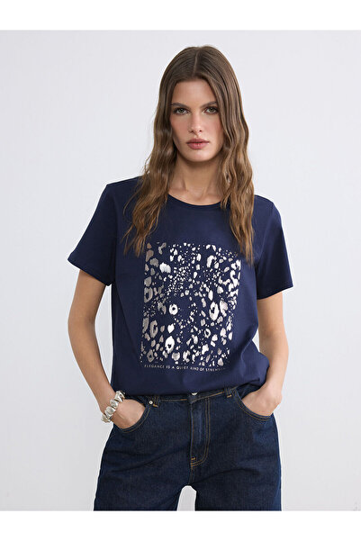 LC Waikiki Γυναικείο μπλουζάκι YK PLUS με στάμπα Crew Neck