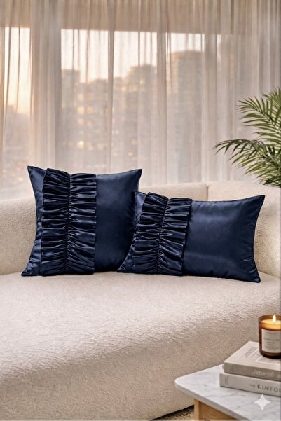 Cherry Bloom Cotton Σετ 2 σατέν κάλυμμα μαξιλαριών με βολάν