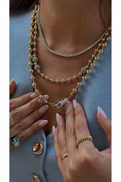 Niceboutique Design Rain Top Gold Premium Lock Detail Necklace