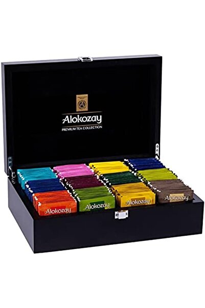 Alokozay TEA BOX WOODEN 12 COMPARTMENTS - 144 ASSORTED TEA BAGS