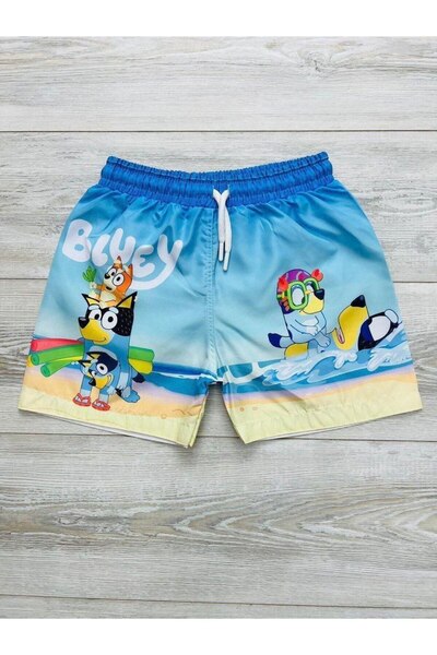 ARBİ kids شورت للأولاد من Bluey باللون الأزرق مع خصر مطاطي وقماش مقاوم للماء