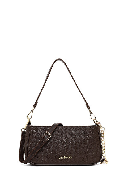 Derimod Γυναικεία τσάντα ώμου με μακρύ λουράκι σε καφέ χρώμα 26PBD230026
