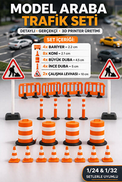loftico MODEL ARABA TRAFİK SETİ – NORMAL BOY SET 1/24 ve 1/32 ÖLÇEKLERLE UYUM...
