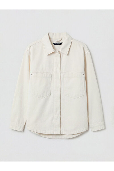 LC Waikiki Özmarka Νέας Σεζόν Γυναικείο Τζιν Μπουφάν με Γιακά Πουκάμισου