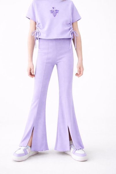 My Baby's World Eflatun Slit Leggings & Ruched T-Shirt Girls' Set