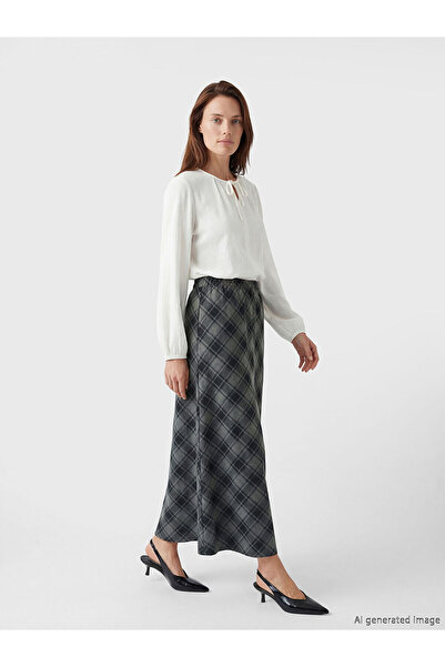 LC Waikiki Nevavm Plaid Skirt with Elastic Waist