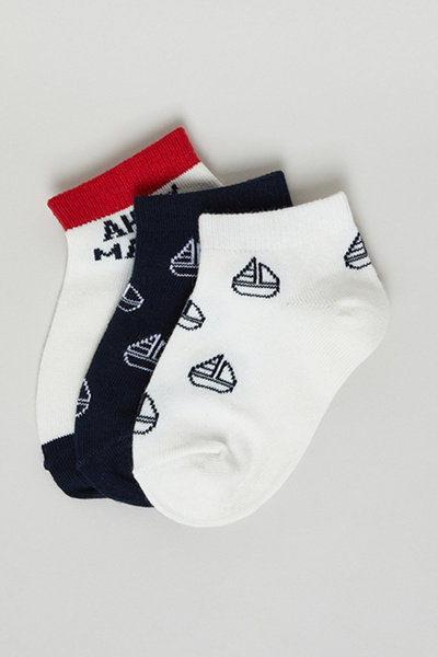 R&B 3 Pack Patterned Ankle Socks