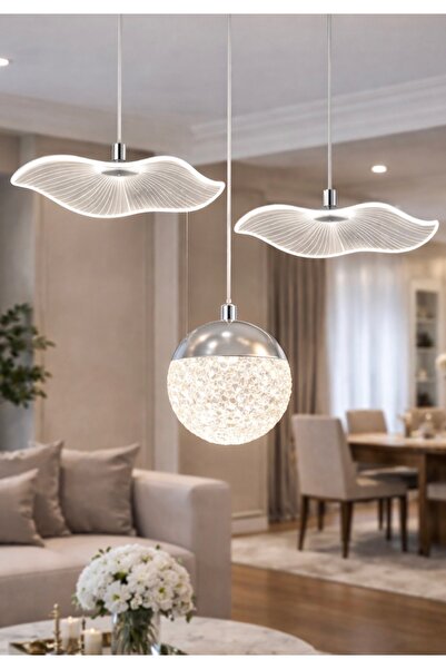 burenze Jellyfish Bruce Sarkıt Avize Led Avize Gümüş Krom Gövde Power Led