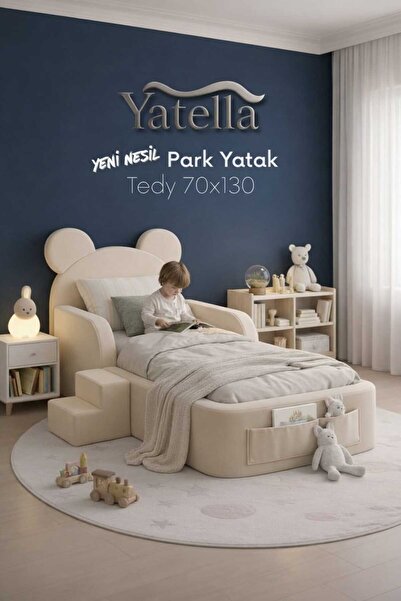 yatella Luxury Tedyy Baza ve Başlıklı Montessori Full Sünger Yatak Seti 70 x ...