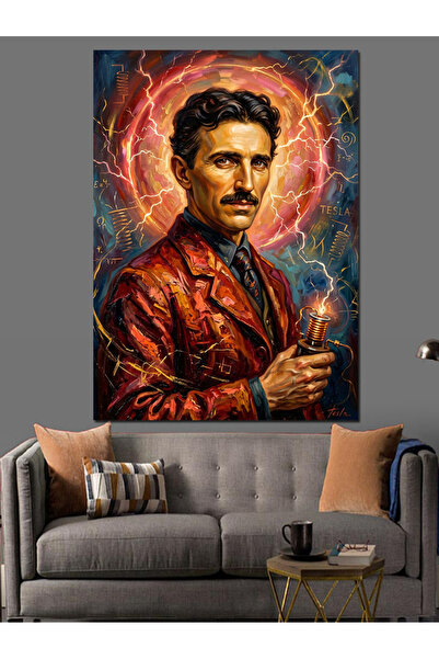 Artmeg Portretul lui Nikola Tesla, tablou decorativ din pânză - pictură pe le...