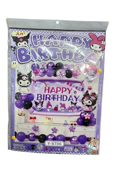 Dizayn Parti Evi Dzyn Luxury Kuromi Birthday Decoration Set – Balloon and Fig...