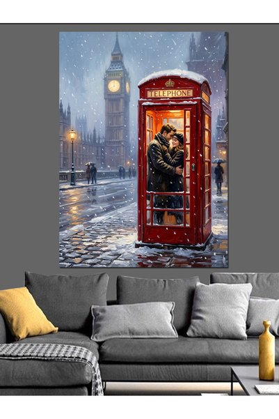 Artmeg Διακοσμητικός καμβάς London Red Telephone Booth Love - Ξύλινος πίνακας...