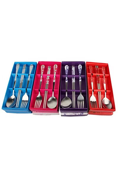 ZCM-HAPPY 4 Boxes Of Chopsticks, Spoon And Fork Three-piece Set
