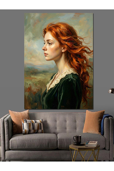 Artmeg Декоративен гоблен/картина на русооката жена със страничен профил - Ка...