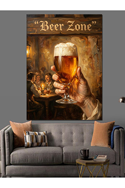 Artmeg Beer Zone Retro Beer Design Decorative Canvas - Mdf Wood Table