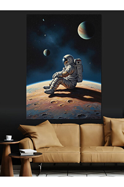 Artmeg Astronaut singuratic așezat pe suprafața lunii - Pânză decorativă - Ma...