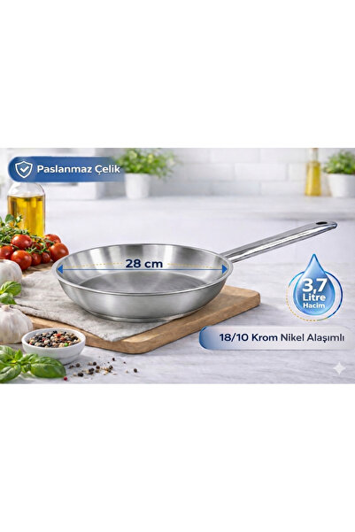 Net Çelik Tek Saplı Çelik Tava 28 cm
