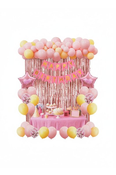 Dizayn Parti Evi Dzyn Luxury Pink Birthday Decorations 55-Piece Set – Girl's ...