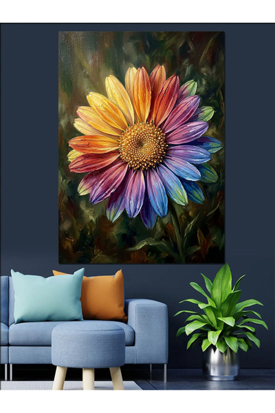 Artmeg Pânză decorativă cu flori de margarete colorate, artă modernă - Tablou...