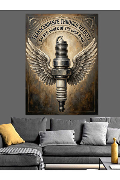 Artmeg Motor cu elice, bujie, design retro, pânză decorativă - masă din lemn MDF