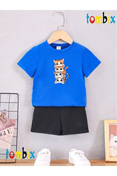 tombix 4Cats Printed T-Shirt Shorts Summer Children's Set