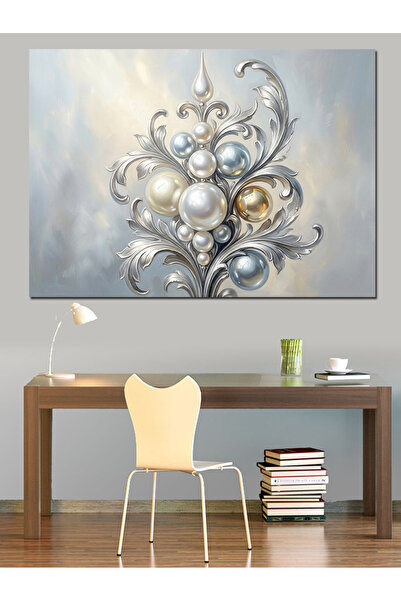 Artmeg Obiect decorativ din pânză decorativă cu perle și argint - Masă din le...