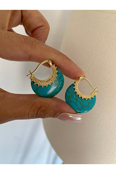 Bade Jewelry أقراط FD Gold Blue Mine Stone ذات الطراز العرقي الأنيق والتي لا ...