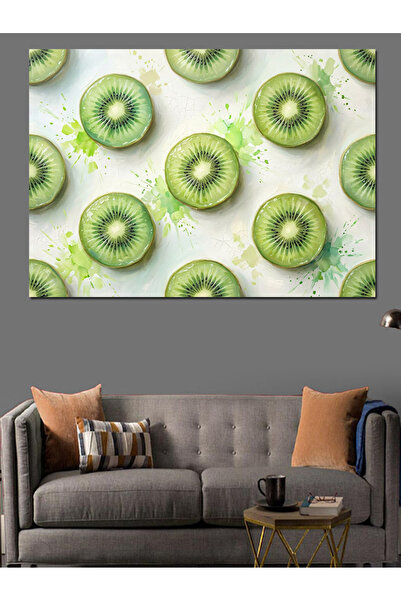 Artmeg Fresh Sliced Kiwi Patterned Painting Decorative Canvas - Mdf Wood Pain...
