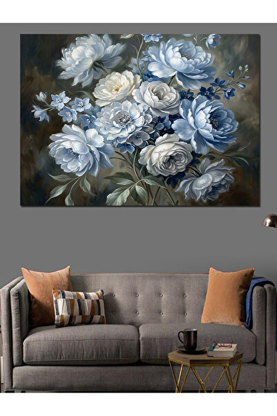 Artmeg Trandafiri albi și albaștri Pictură artistică în acuarelă Pânză decora...