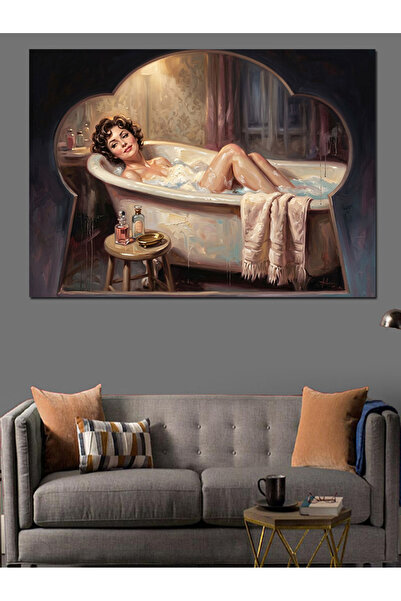 Artmeg Femeie elegantă care se bucură de baie - Pânză decorativă - Masă din l...