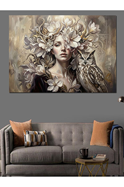 Artmeg Față de femeie în mijloc de flori albe - Pânză decorativă - Tablou din...