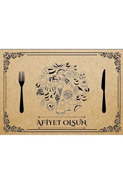 KERVANCUP AMBALAJ Çatal Bıçaklı 35x50 Kraft American Servis Kağıdı 50 Adet