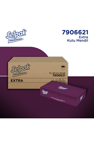 Selpak Professional Extra Kutu Mendil 21 x 18 cm 80 Yaprak x 24 Adet