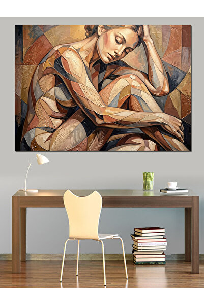 Artmeg Modern Art Sitting Woman Figure Decorative Canvas - Mdf Wood Painting