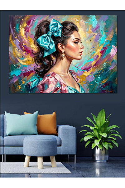 Artmeg Aesthetic Portrait of a Woman with Colored Hair Decorative Canvas - Md...