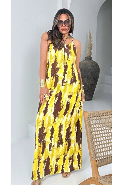 KENZA'A TRİKO Φόρεμα μάξι με σχέδια και κορδόνια