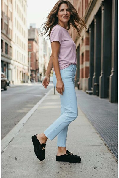 Oneka Shoes شبشب نسائي يومي من نوع سابو مصنوع من الجلد السويدي الأسود 261214S...