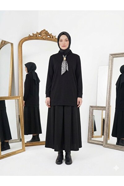 wishne Women's Garnished Tunic - Hijab Tunic with Scarf Detail - Seasonal Com...