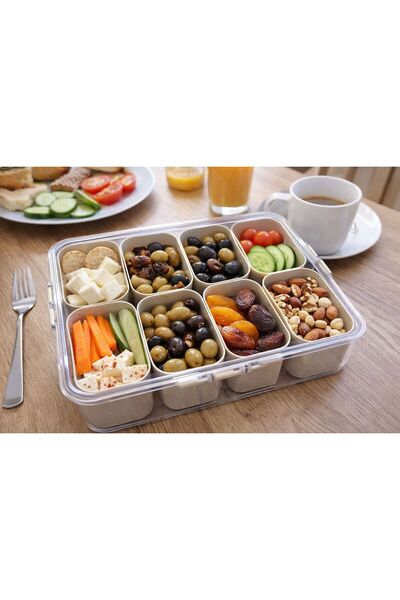 genel tr 8 Compartments Lid Lock Portable Storage Container Breakfast Organizer Picnic Set Food Box
