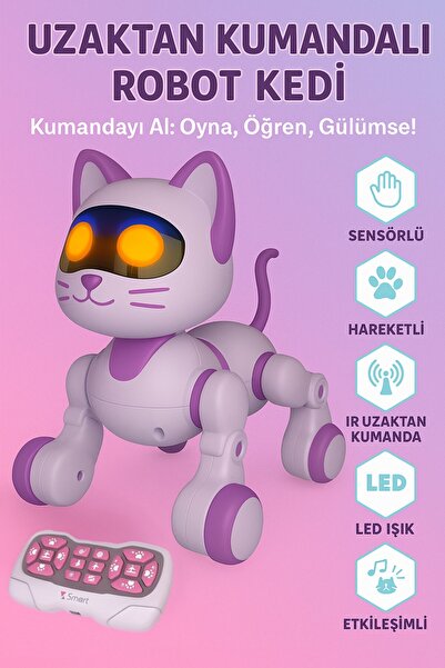TOYSTURKA Uzaktan Kumandalı Şarjlı Akıllı Robot Kedi