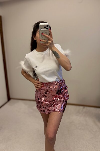 MoyStore Sequin Mini Pink Skirt