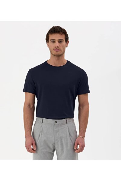 Score Michail Comfort Fit Relaxed Cut Crew Neck Navy Blue T-Shirt 9500-03