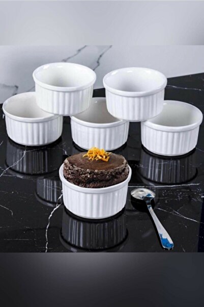 Empressco 6-Piece White Ceramic Souffle Bowl